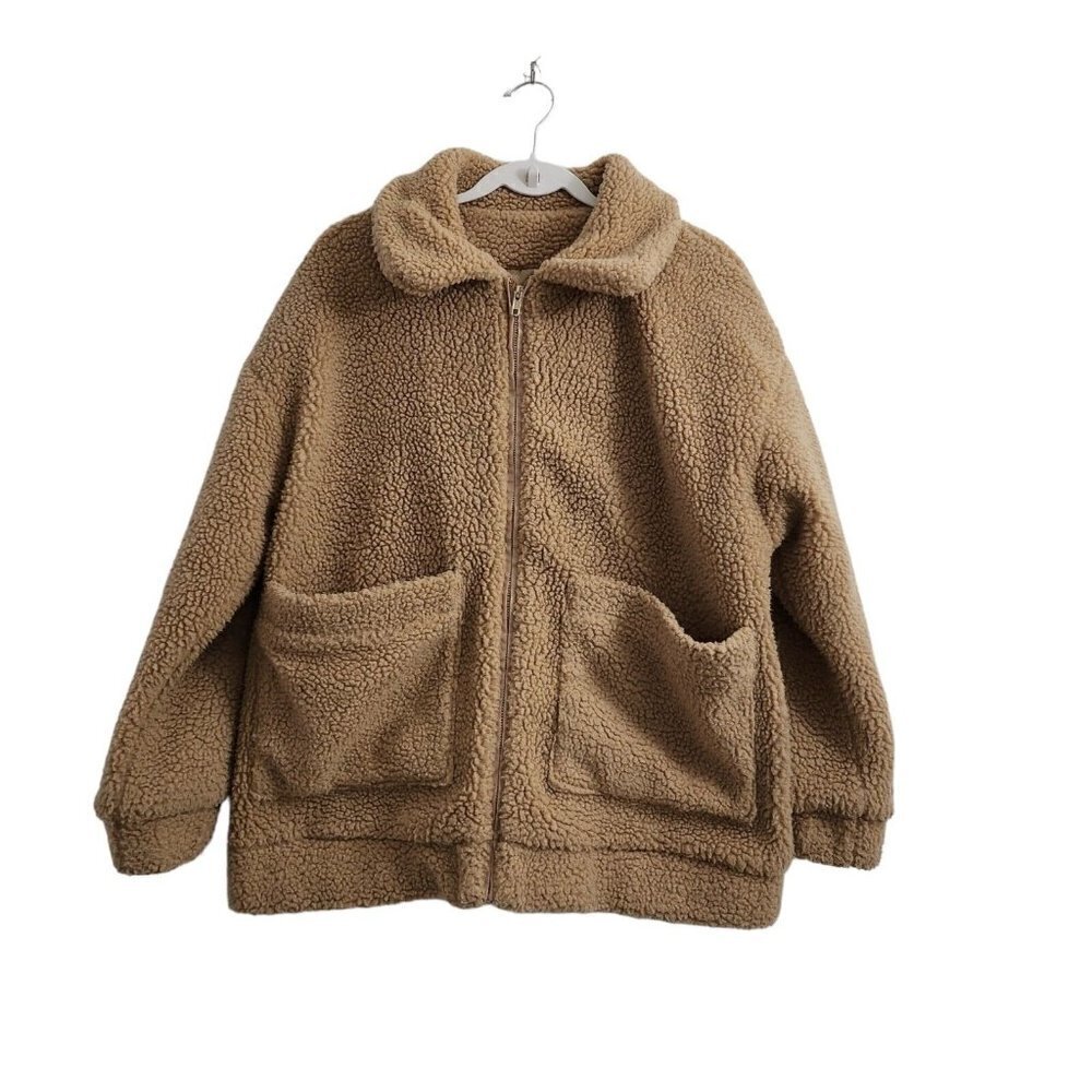 Show Me‎ Your Mumu Jacket Womens Small Tan Cordella Faux Shearling Pockets Teddy